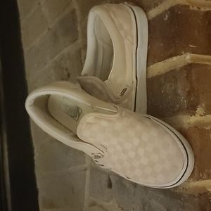 Vans Pink and White Checkered Slip On Shoes